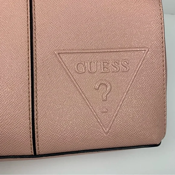 Guess Handbag Y2k Salmon Pink Double Handle Tote Satchel Bag PVC Purse - Picture 9 of 16